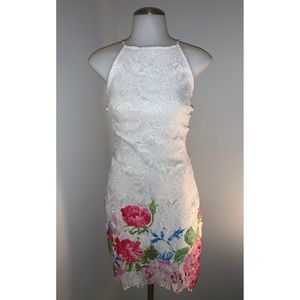 Lace Overlay Floral Dress